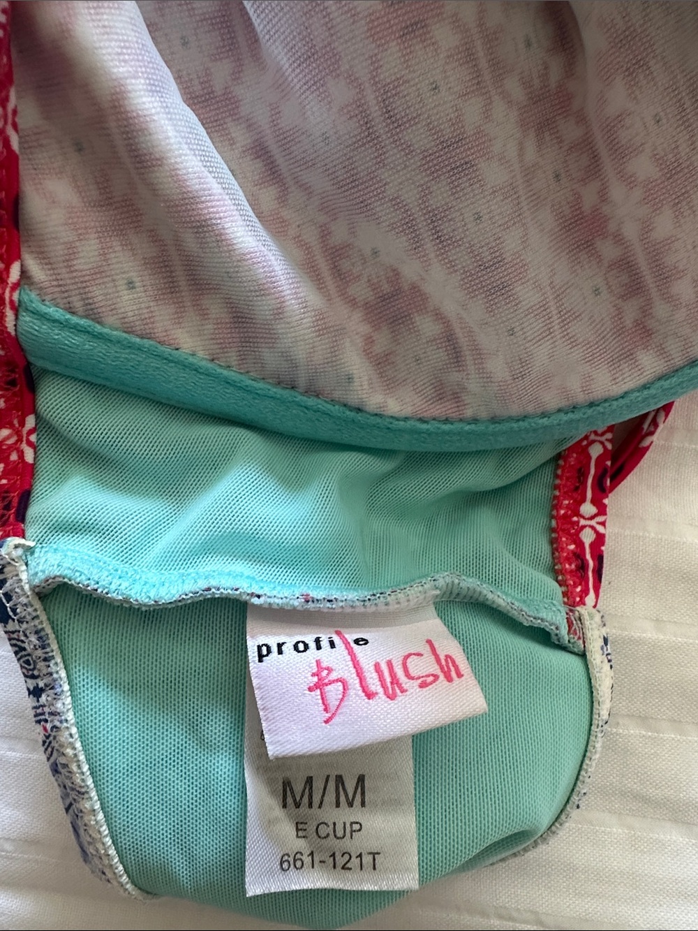 Floral Print Ruffle Bikini Set - Blue & Red - Picture 4 of 4